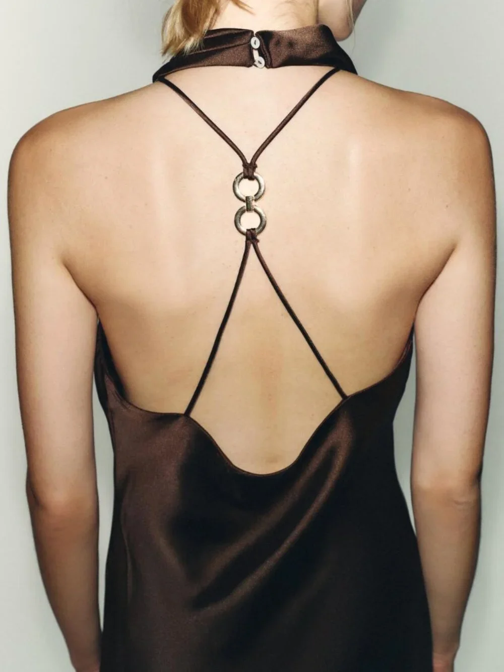 Zara Satin Effect Short Dress in Brown Size XS, S, M and L — brand new with tags - Picture 4 of 12
